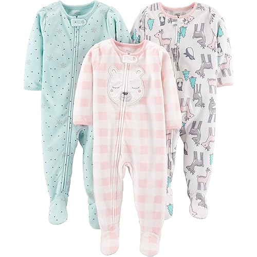 Simple Joys by Carter's girls Loose-Fit Flame Resistant Fleece Footed Pajamas