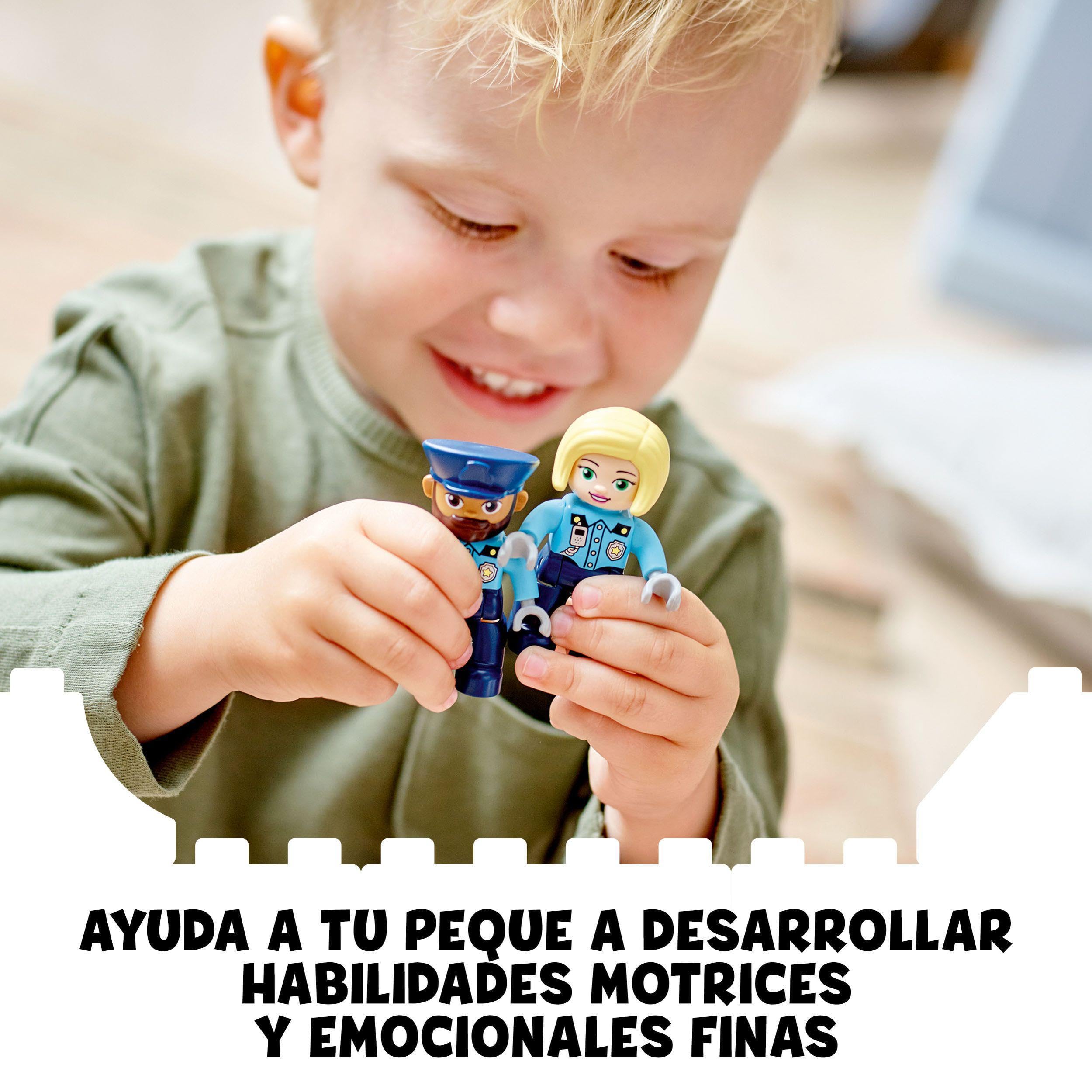 LEGO Duplo Comisaría de Policía y Helicóptero, Coche de Juguete con Luces y Sonido, Juegos Educativos para Niños y Niñas de 2 Años o Más, Idea de Regalo Infantil 10959