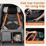 Cat Carrier Soft Sided Airline Approved for Small Pet Dog Travel | Foldable Top Loading Bag for Medium Animal Kitten Puppy Long Car Trip, Expandable Large Carriers for Kitty Under 20 lb