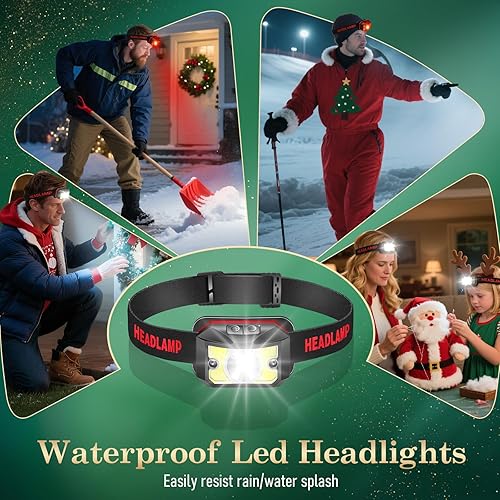 Miniatura 7 de Paquete de 2 faros delanteros  Linterna recargable superbrillante, relleno de calcetines para hombres, 8 modos con carga rápida USB-C, movimiento