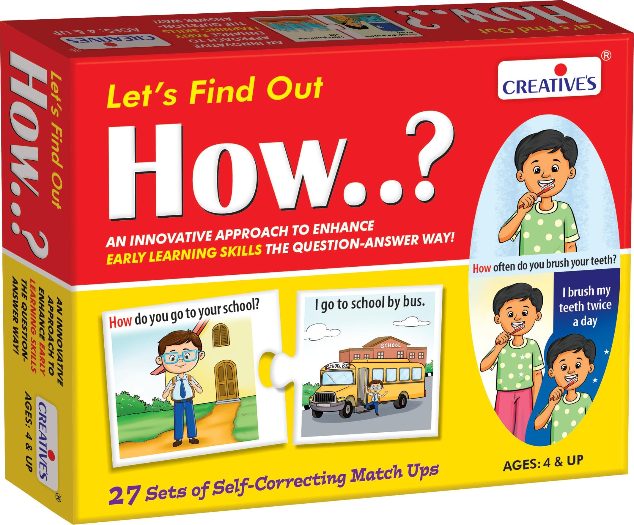 Creative's Let's Find Out-How, WH Question Series, Set of 24 Self Correcting Match Ups Game, How is the Part of What, When, Where, Why, Who Series - Gift for Kids Game for Ages 4 & Above