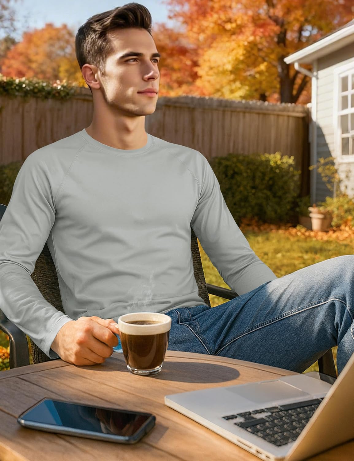 Cavva Mens Thermal Long Sleeve Shirts Base Layer Midweight Fleece Lined Undershirt Warm Athletic Workout Tops - Image 6