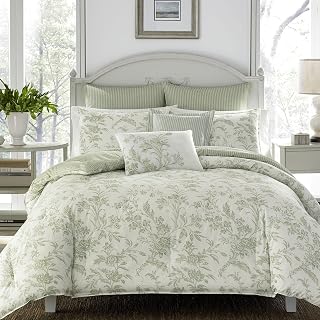Laura Ashley - Queen Duvet Cover Set with Shams & Bonus Throw Pillows