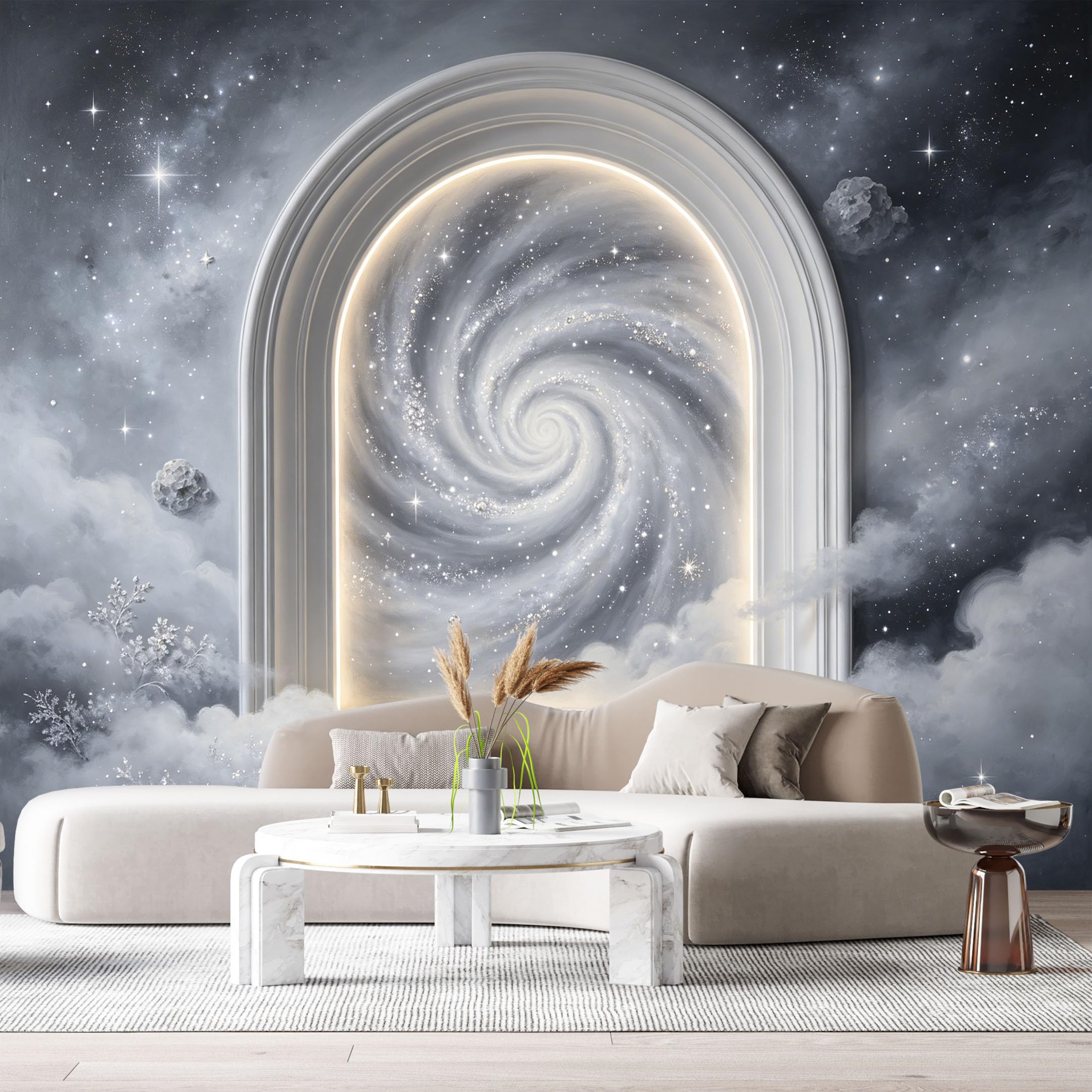 Custom Size Wall Murals Galaxy Archway Space Nebula 3D Trompe L'Oeil SelfAdhesiveWall Fabric Removable Wallpaper Wall Decor for Living Room Bedroom Bathroom
