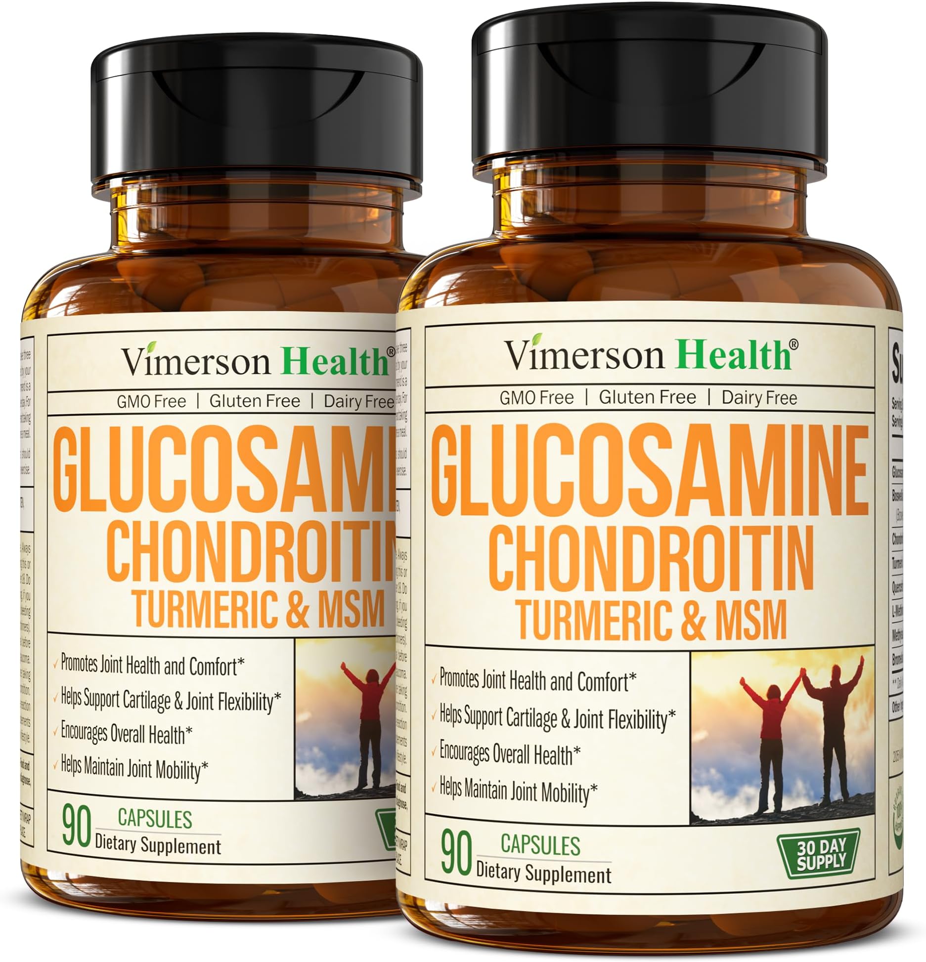 Glucosamine Chondroitin MSM – Joint Support Supplement for Women and Men with Glucosamine Sulfate 1500 mg, Chondroitin and MSM – for Cartilage, Joint Health and Flexibility – 2 Pack