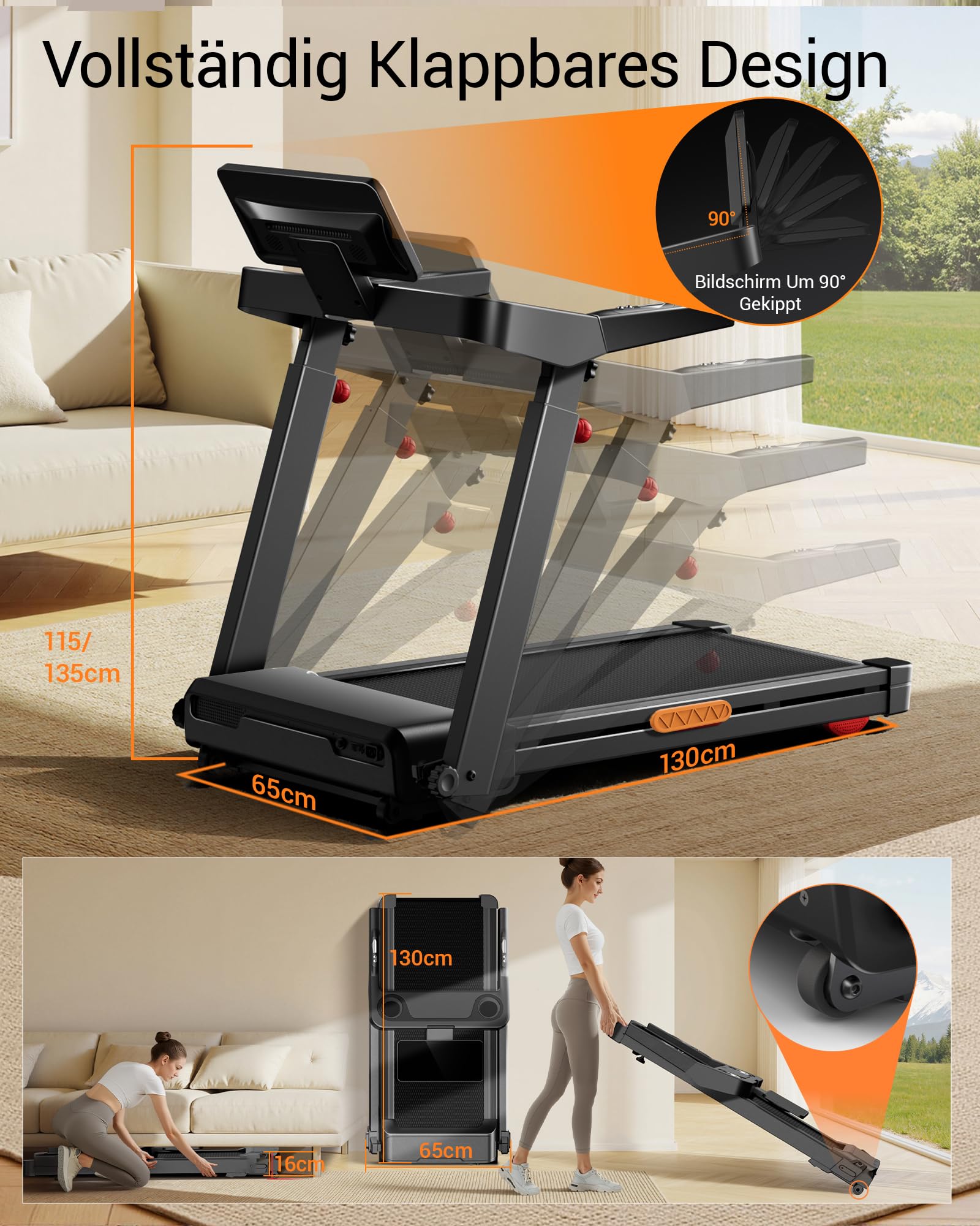 Cursor bieżnia do domu z automatycznym nachyleniem 20% | Bieżnia 14 km/h, z 4-stopniową regulacją konsoli, 3,5 HP Treadmill for Home z wyświetlaczem LED, maks. 180 kg