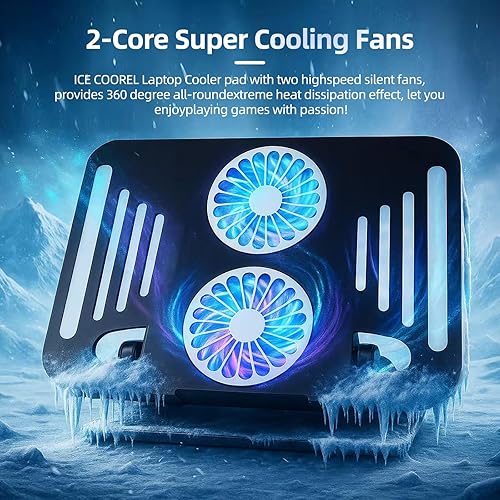 Miniatura 3 de Soporte de refrigeración para laptop con ventilador de refrigeración turbo, altura ajustable de 180 y base giratoria de 360, soporte ergonómico