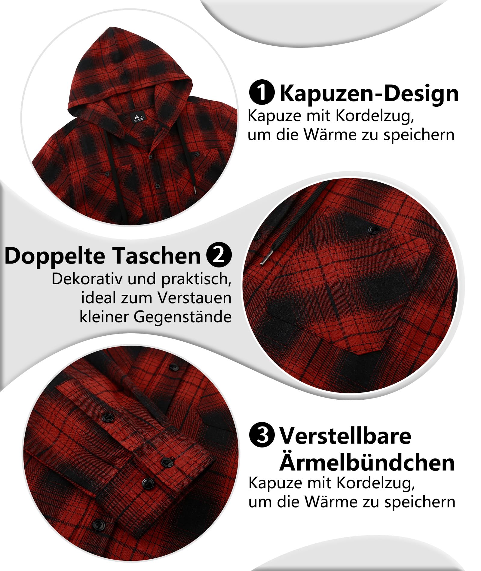 SwissWell Camicia Uomo Flanella Camicia Quadri con Cappuccio Uomo Manica Lunga Casual Felpe