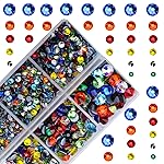 10000Pcs 2-Boxes Mixed Size Hot Fix Round Crystals Gems Glass Stones Hotfix Flat Back Rhinestones with Tweezers and Picking Pencil (Multi Color)