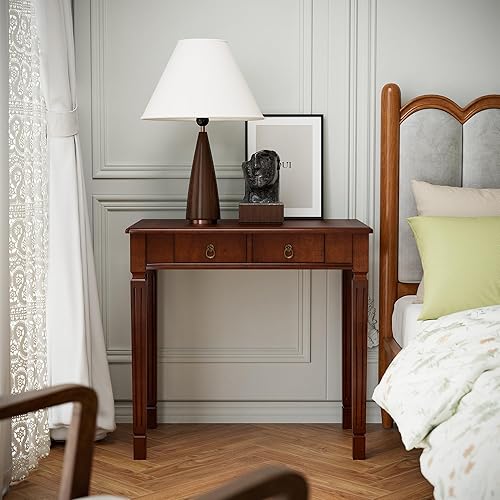 Miniatura 5 de Escritorio pequeño para computadora con 2 cajones de almacenamiento, escritorios de oficina en casa de 31.5 pulgadas, elegantes escritorios de