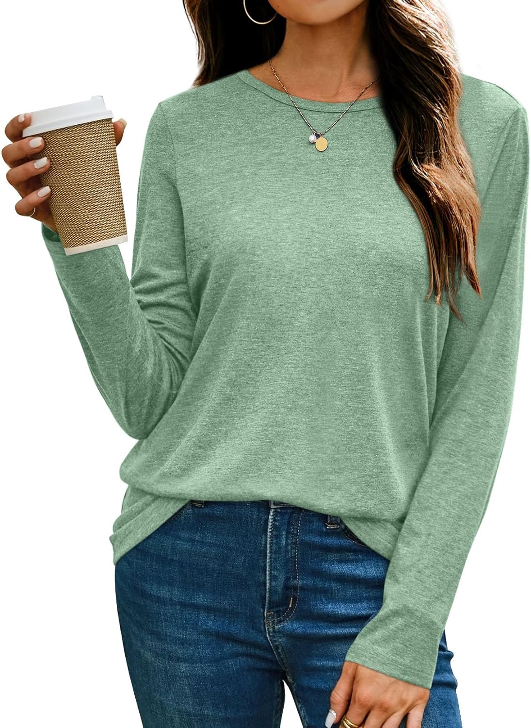 OFEEFAN Womens 3 Packs Long Sleeve Crew Neck Shirts Fall Tops Clothes Outfits 2024 Basic Tee