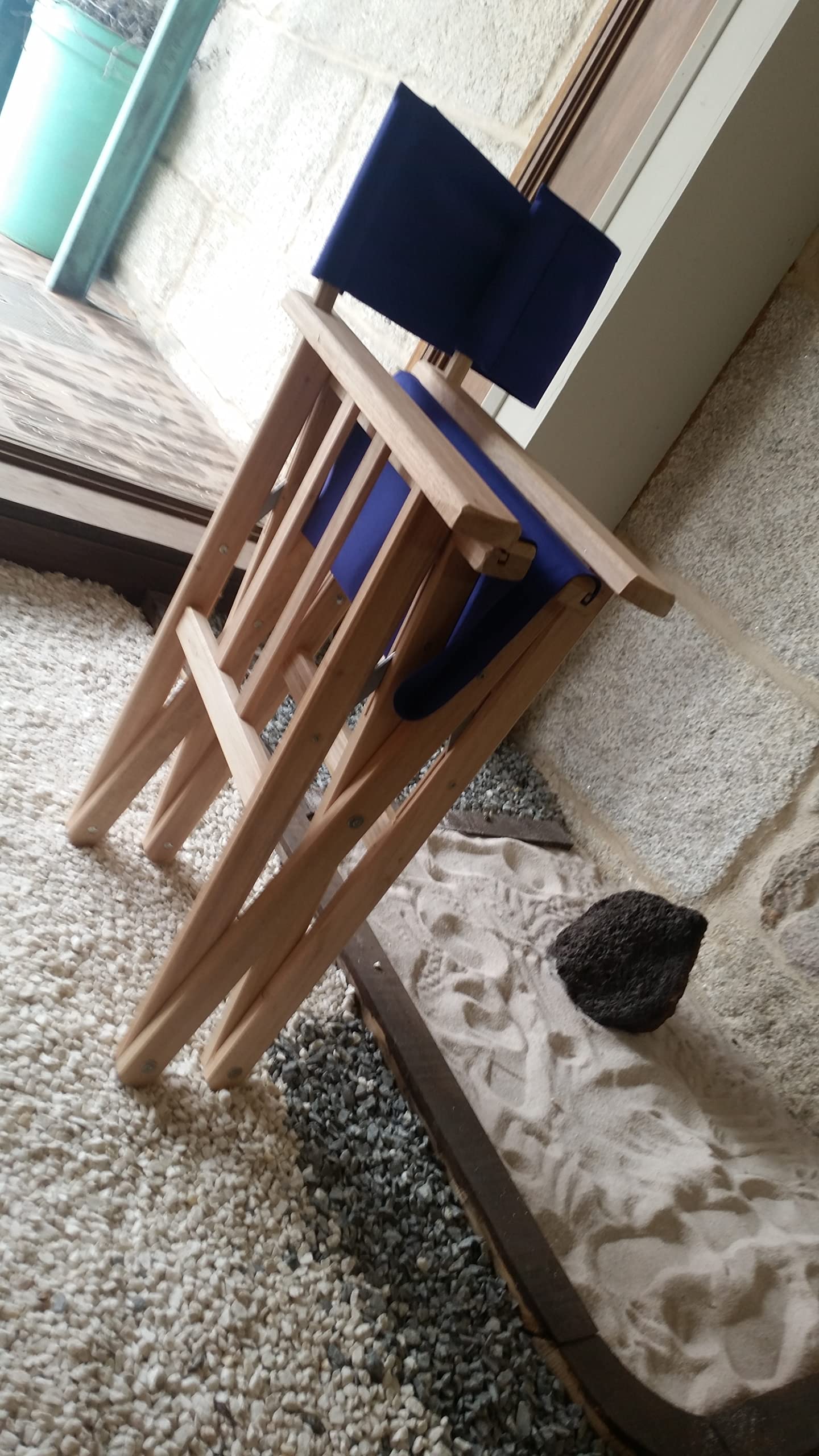 Genérico Lapergarden Silla Director Plegable De Madera sin Tratar con Loneta De Color (Azul)