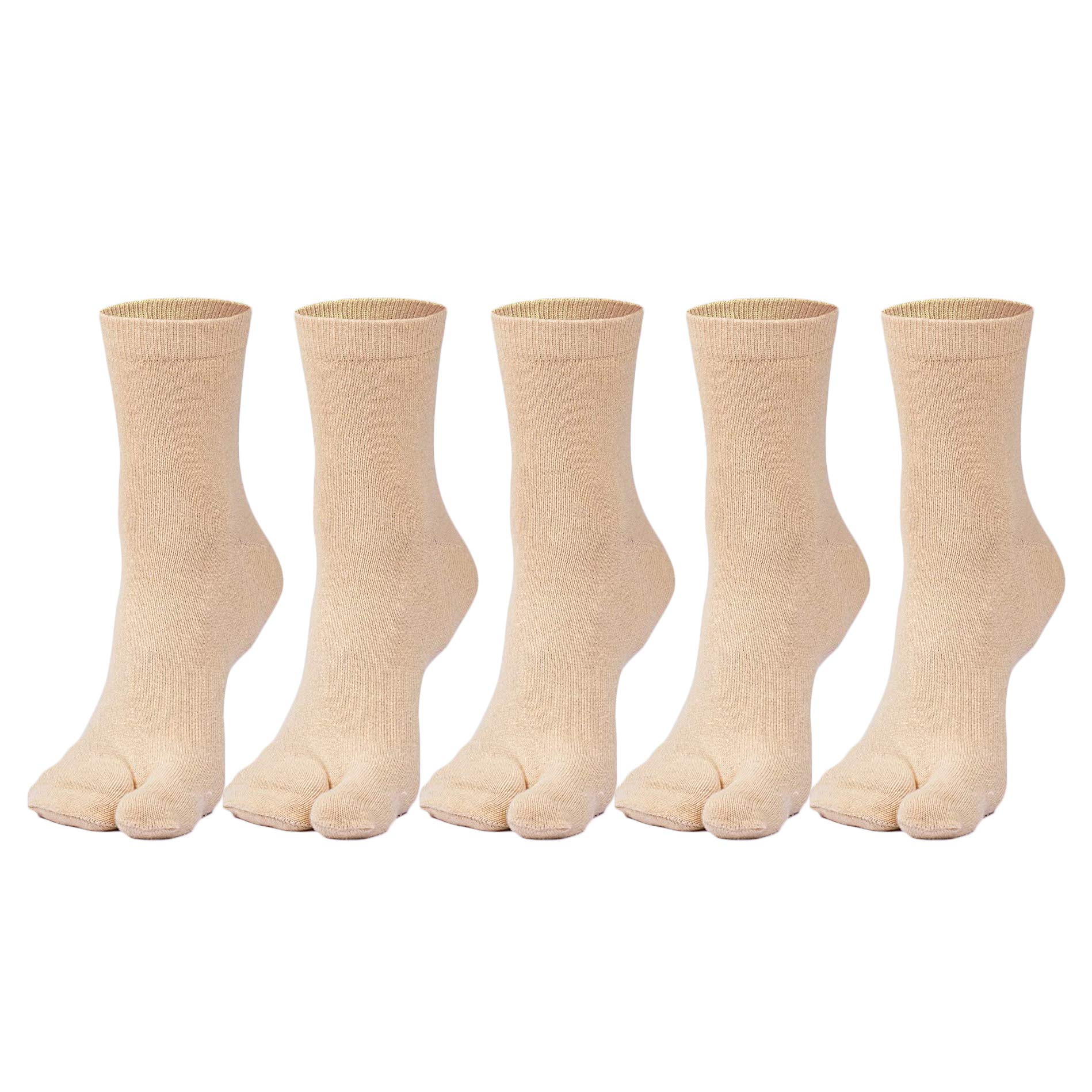 Women's Cotton Ankle Length Toe Socks - Pack of 5 (Skin Color)-image-48