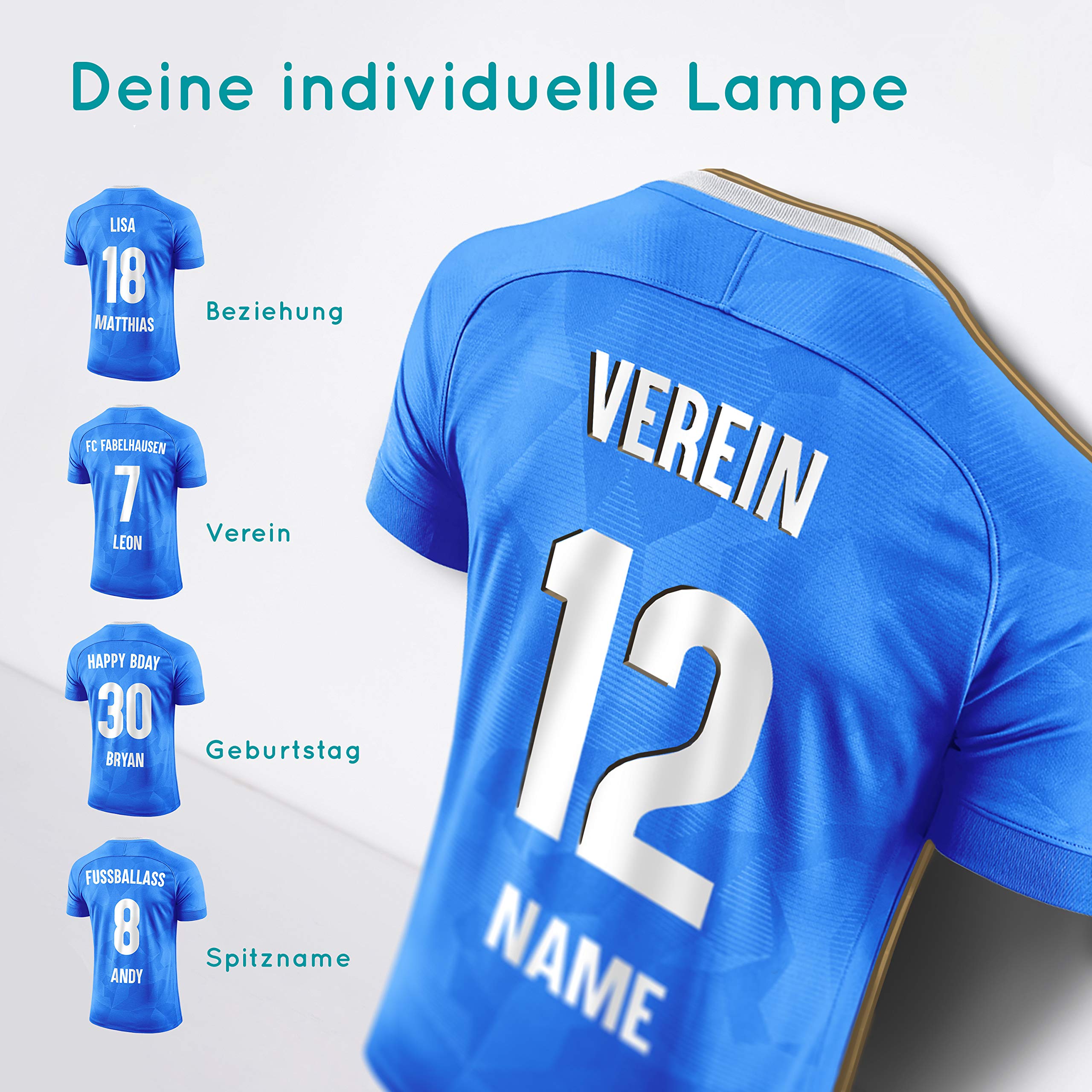 Elbeffekt Trikotlampe für Rostock Fans aus Holz - personalisierbares Geschenk - schenke dein individuellen Rostock Fanartikel aus Echtholz