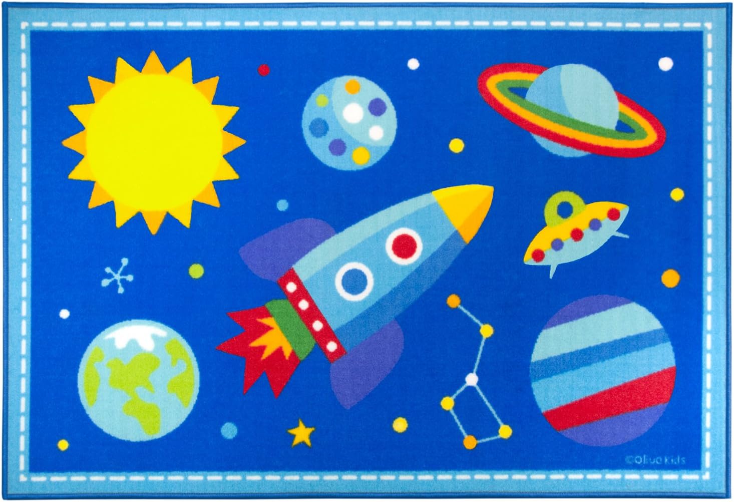 Wildkin Kids 39 x 58 Inch Rug for Boys and Girls, Ideal for Classrooms, Playrooms & Bedrooms Features Skid-Proof Backing, Serged Borders with Durable Nylon Material, Olive Kids (Out of This World)