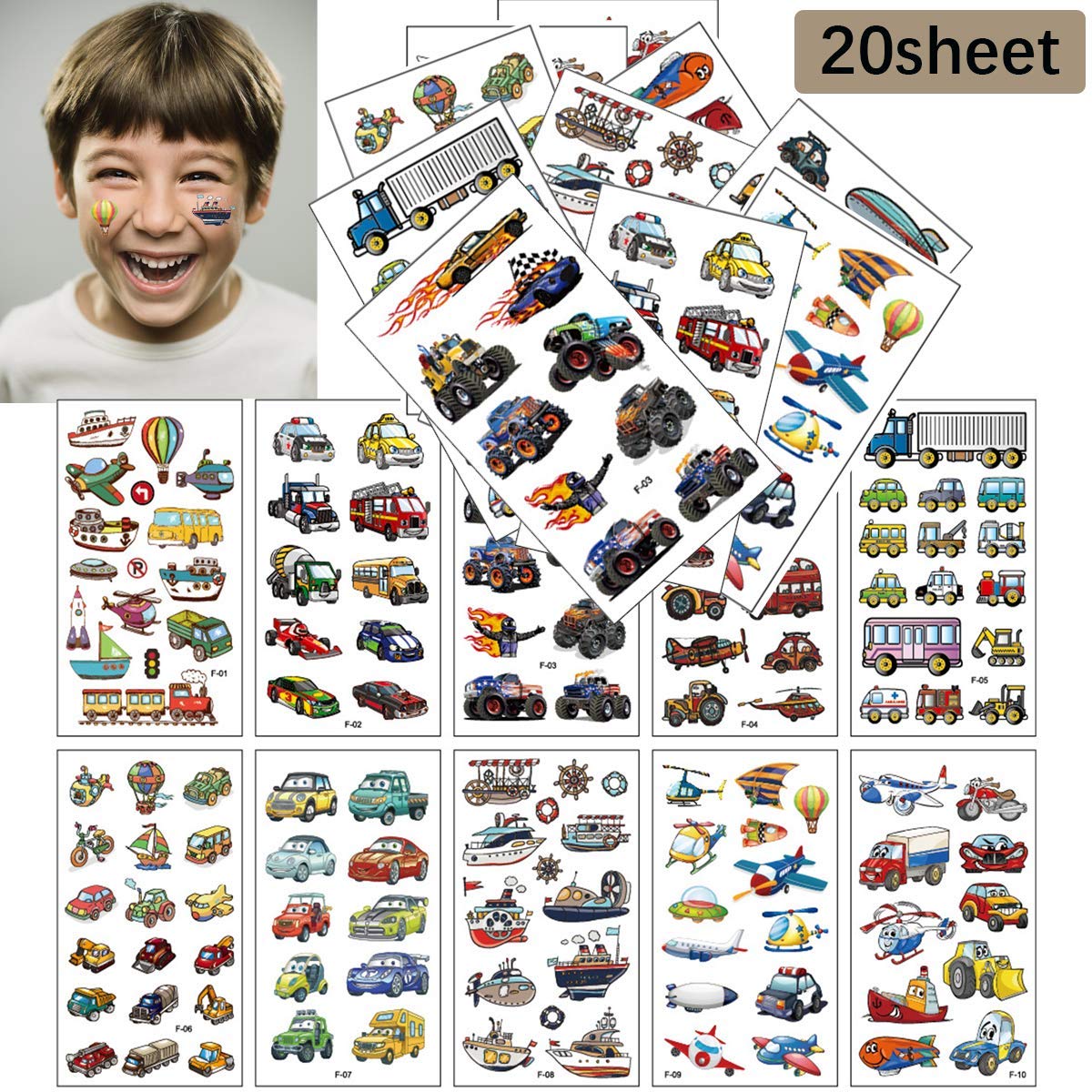 Tatuaggi Temporanei Per Bambini AVERY Zweckform - 10 Auto Da Corsa Ferrari, Impermeabili, Sicuri E Made In Germany - 4
