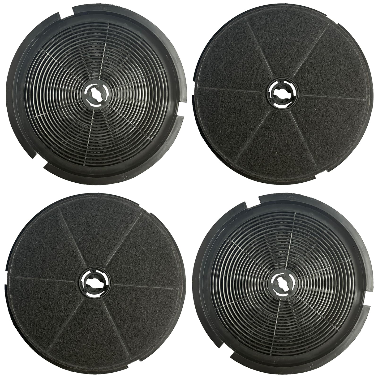 Lot de 4 filtres à charbon Cha21 compatibles avec les modèles de hottes aspirantes CDA : CCA5/CIGE9/CIN6/CTE6/3C9/EVP61/EVP91/EVG9/CCA7/ECG6/EVP101/EVP121/EVPK90/CHA21/CST6/CHA25/EIN600