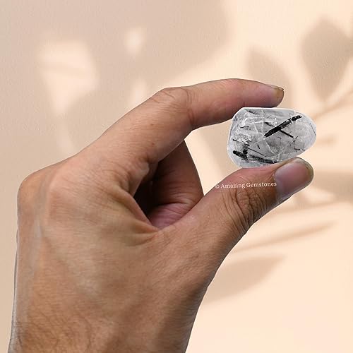 Miniatura 5 de Piedras pulidas de cristal de cuarzo rutilado negro piedras preciosas naturales para curación cristales de bricolaje para protección 1 oz