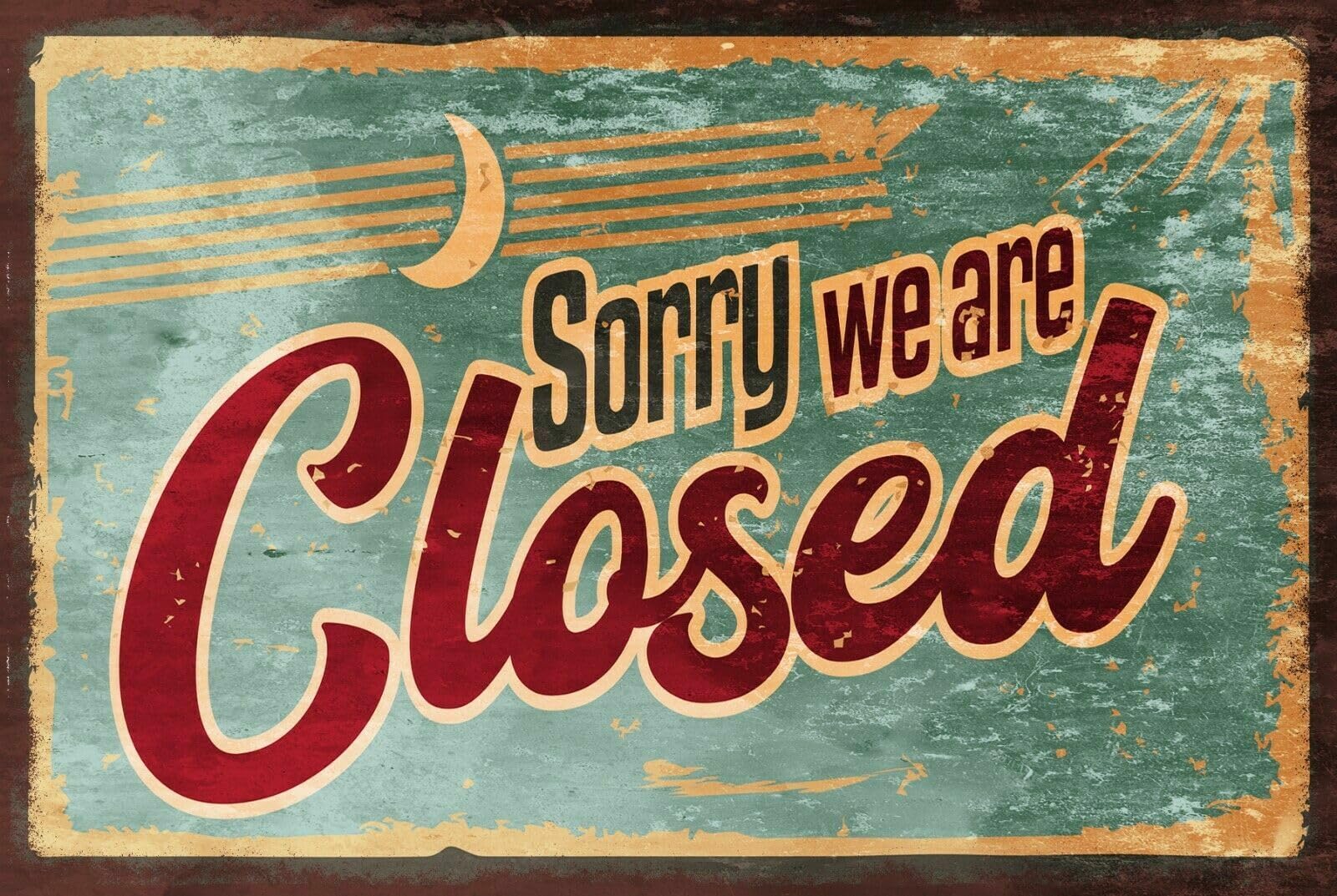 Ingzzaac Metalpostera127286 Sorry We Are Closed' Vintage Retro Style Metal Sign Shop Bar Cafe Metal Tin Sign 8X12 Inches