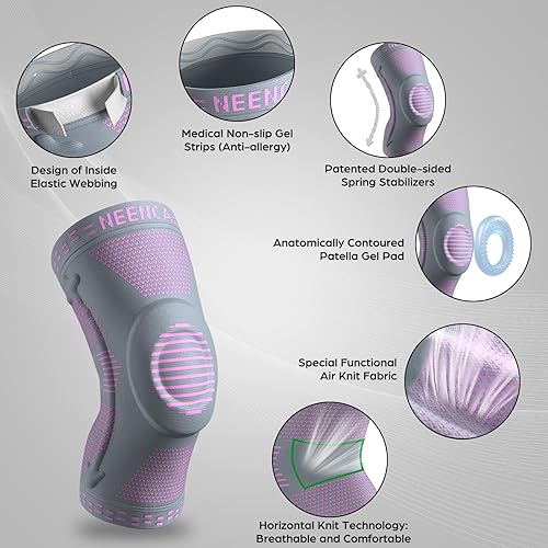 Miniatura 2 de NEENCA - Rodillera profesional de compresión, almohadilla de rótula, estabilizador lateral, para desgarro de menisco, ligamento anterior cruzado,