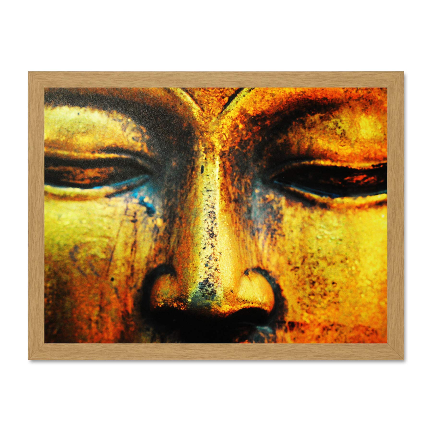 Buddha Statue Head Face Large Framed Art Print Poster Wall Decor 18x24 inch
