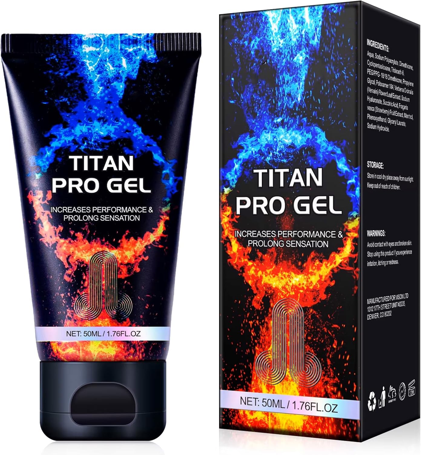 Titan Pro Gel, Male Enhancement Cream for Men, Body Gel for Private Part, Men's Re-Vitalize Enlargement Cream, Increases Performance & Prolong Sensation 50ml / 1.76 Fl Oz