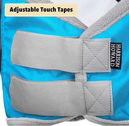 Vista 75 de Harrison Howard Máscara de mosca de caballo luminosa profesional estándar con orejas, protección UV, para caballos, azul y plateado, mazorca mediana