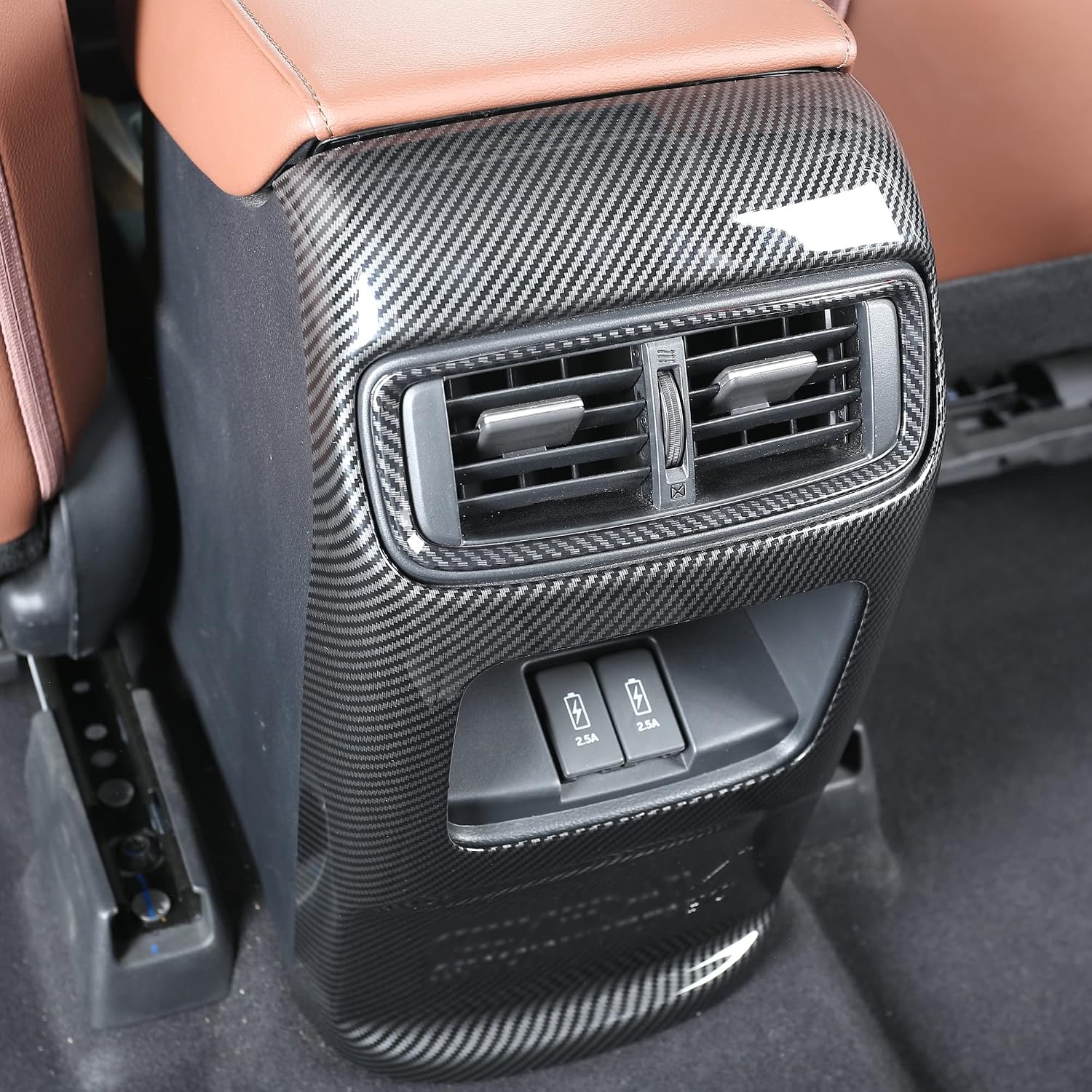 for Honda CRV Rear Air Vent Protective Cover Carbon Fiber Grain Protector Panel Armrest Trim Box Outlet Decaration Accessories for Honda CR-V LX EX EX-L Touring Hybrid 2017 2018 2019 2020 2021 2022