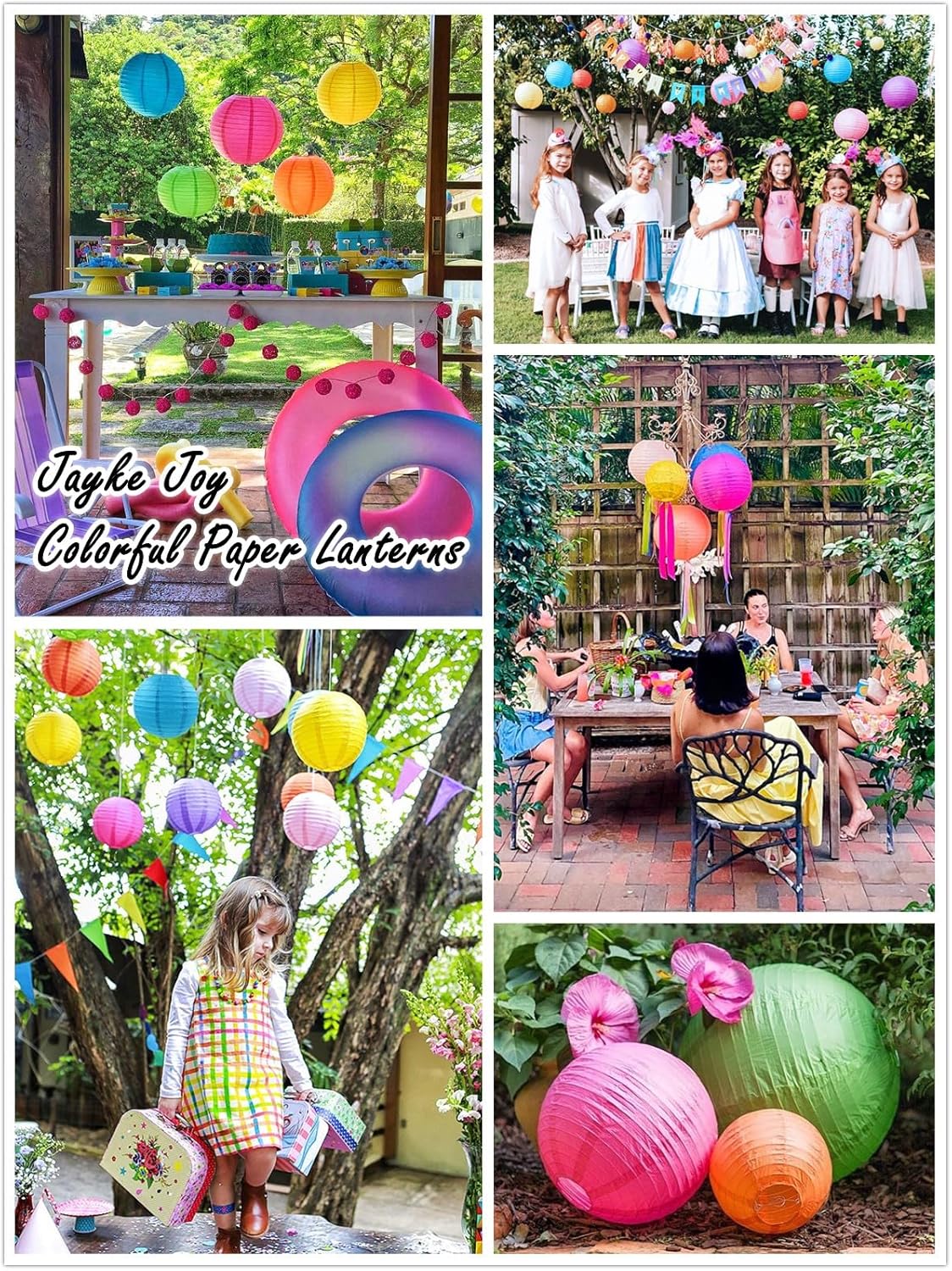 15pcs Colorful Paper Lanterns Multicolor Hanging Ball Lanterns for Birthday Wedding Bridal Baby Shower Home Office Classroom Outdoor Indoor Party Decoration (6 inch)