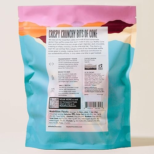 Miniatura 5 de Raaka Mini barras crujientes de chocolate | Snacks gourmet de chocolate negro | 61% cacao | Orgánico, Kosher, vegano, sin gluten, sin soja, sin OMG,