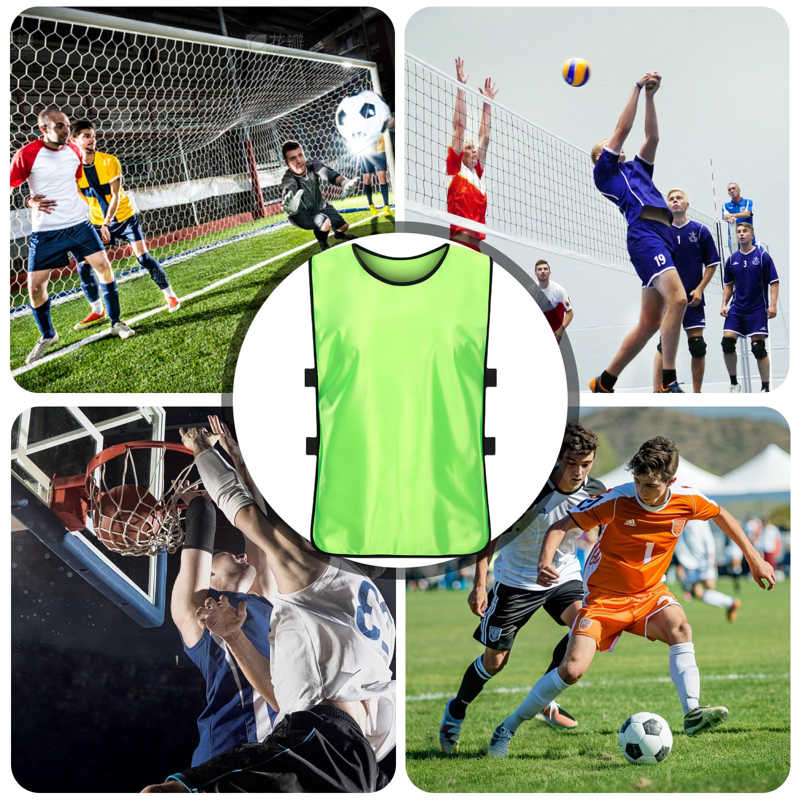 Trainingsleibchen für Fußball, 12 Stück Fußball Trainingsweste für Kinder und Erwachsene, Leibchen Fußball für Teamtraining, für Herren Damen Jugend Anfänger, Fussballtraining Zubehör, 47 x 70 cm