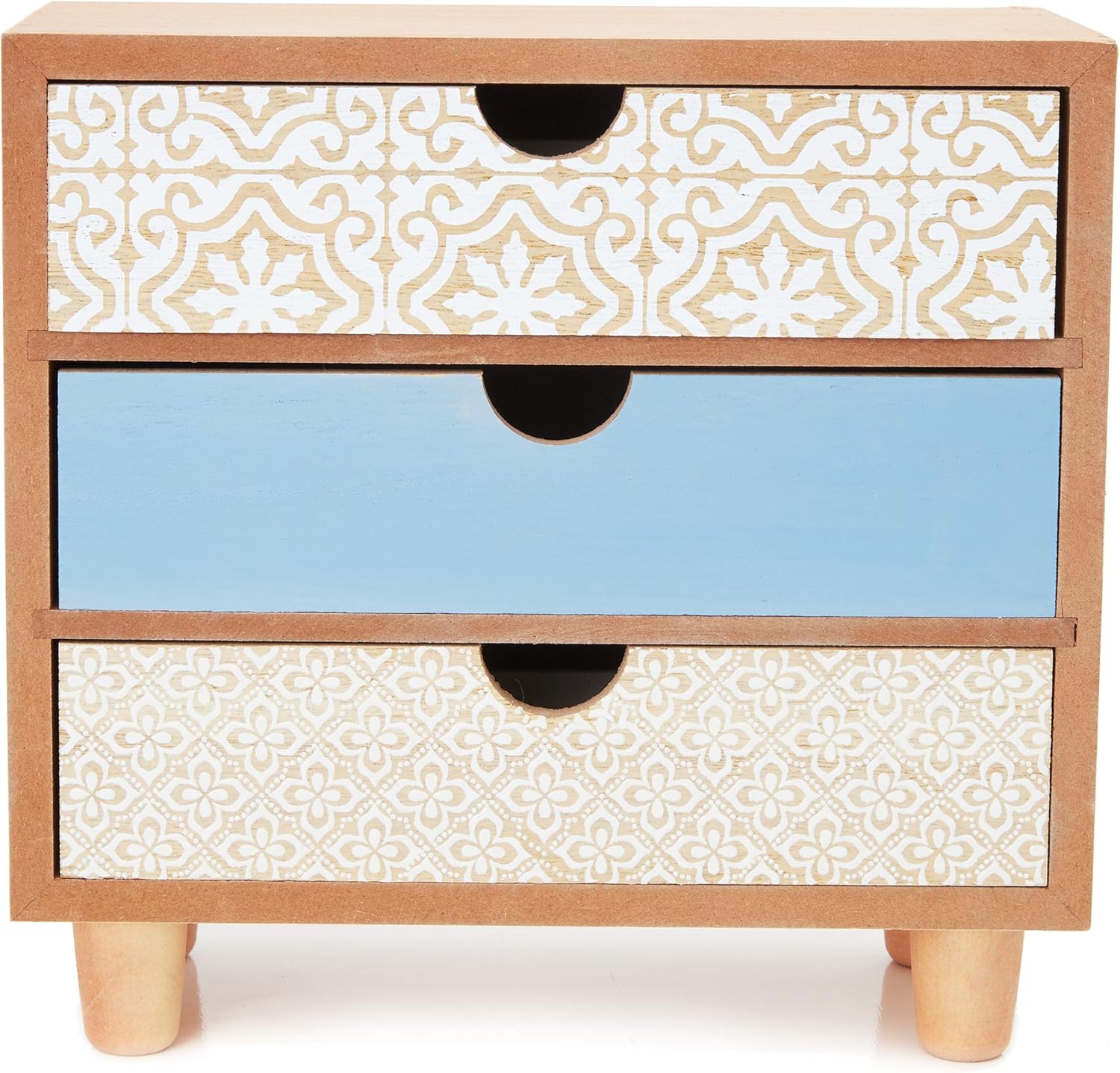 Wooden Jewelry Box, 3 Drawer Organizer (9 x 4 x 8 In) : Clothing, Shoes & Jewelry