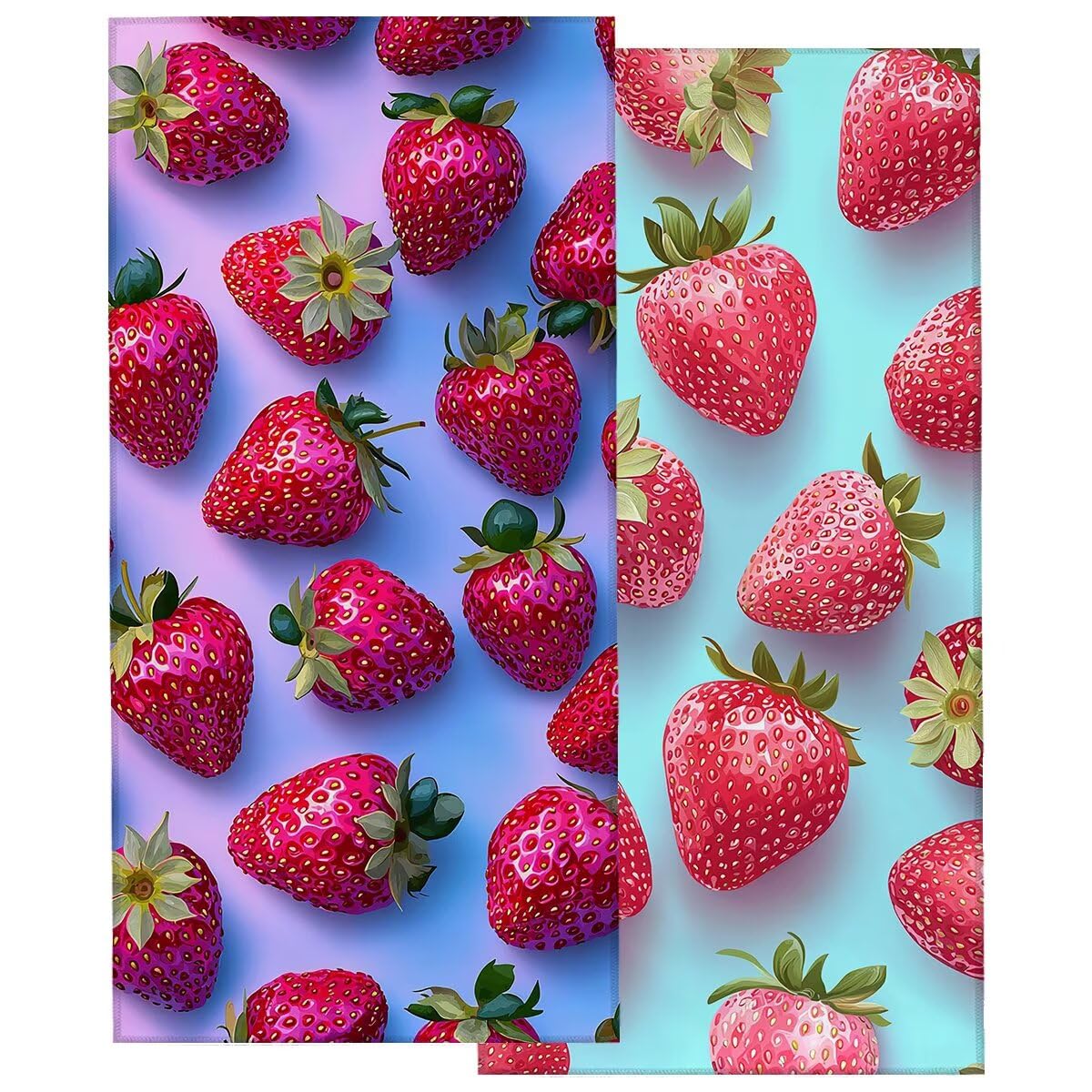 Telo Mare Microfibra, Telo Mare Grande 100x200cm 2 Pezzi, Asciugamano Palestra Donna Asciugatura Rapida, Antisabbia Asciugamano Microfibra, Leggero Asciugamani Palestra per Regalo (Fragola) -4256