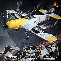 Vista 7 de DEERC Avión RC BF-109 de 3 canales con control remoto, avión de combate de juguete con estabilizador de giro de 6 ejes de 2.4GHz, avión a control