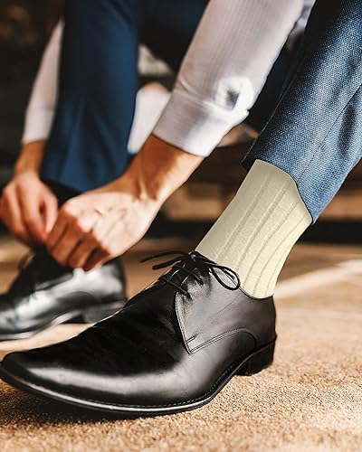 Miniatura 2 de TINKUY PERU Calcetines acanalados, calcetines de vestir inteligentes de lana de alpaca de longitud media para hombre, talla única