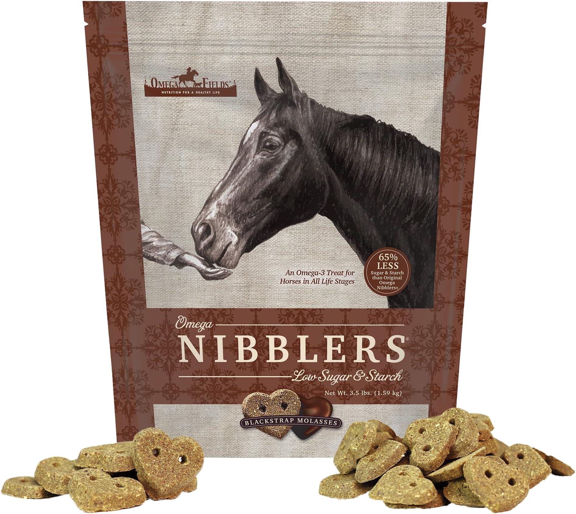 Omega Nibblers Low Sugar & Starch for Horses, Blackstrap