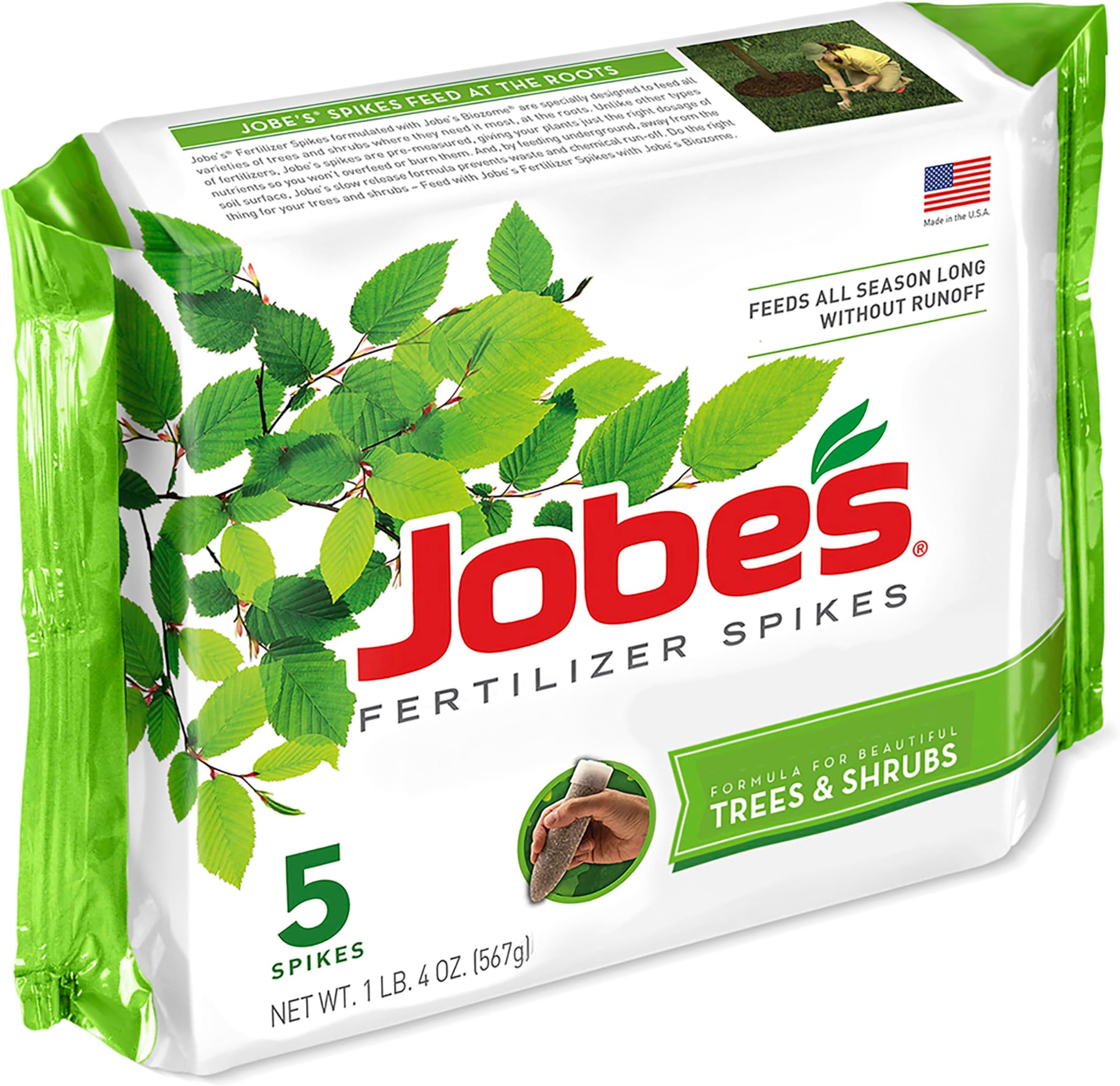 Jobe’s Slow Release Tree and Shrub Fertilizer Spikes, Easy Plant Care for Oak, Maple