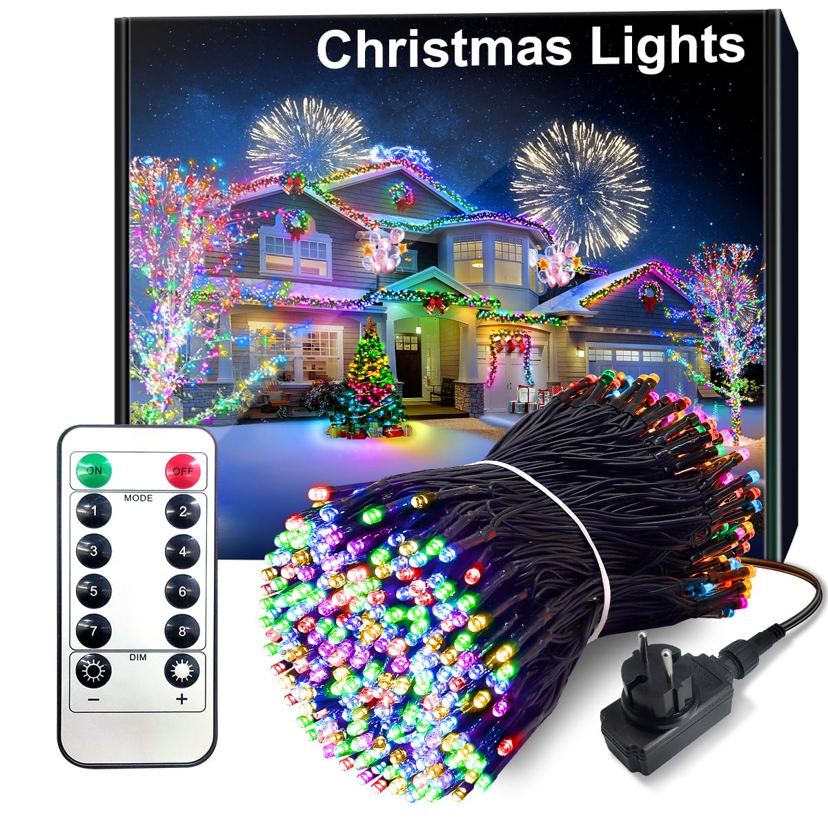 ARKOCHIC Luci Albero di Natale, 100M 1000 LED Luci Natalizie da Esterno ed Interno, 8 Modalità con e Telecomando Luci di Natale per Giardino, Balcone, Casa, Festa (Multicolore)