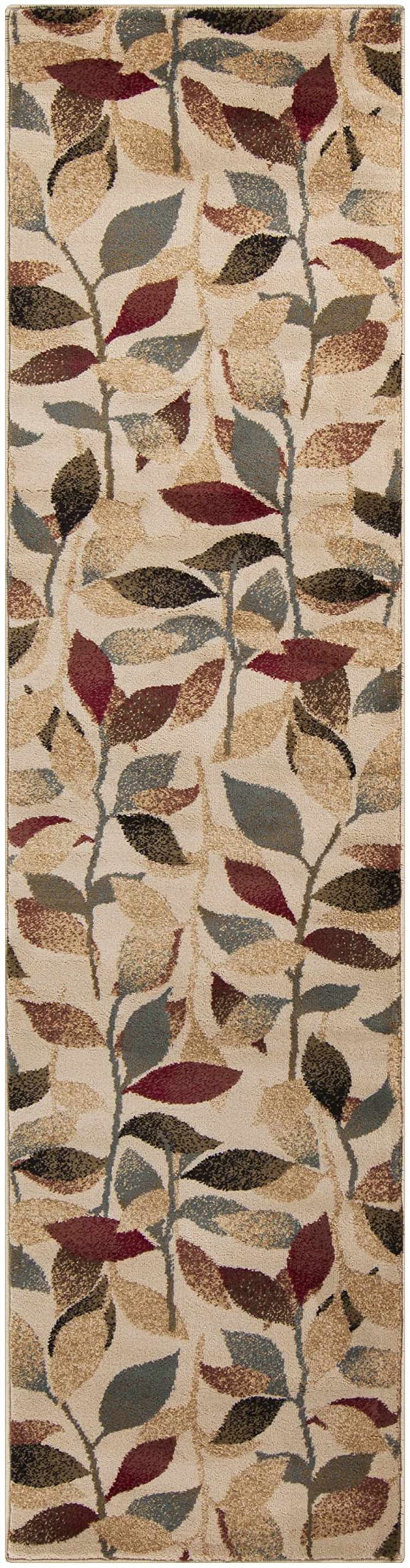 BoutiqueRugs Ober Contemporary Floral Runner Rug - Modern Patterned Leaf Rug for Hallway - Light Green, Dark Brown, Olive, Sage - 2'11