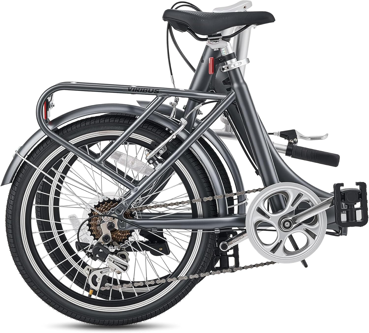 VIRIBUS Folding Bike, 20 inch Lightweight Foldable Bike for Adults 7 Speed with Aluminum Frame, Basket & Rear Rack, Step Through Collapsible Bike for Women Men Seniors City Commuter