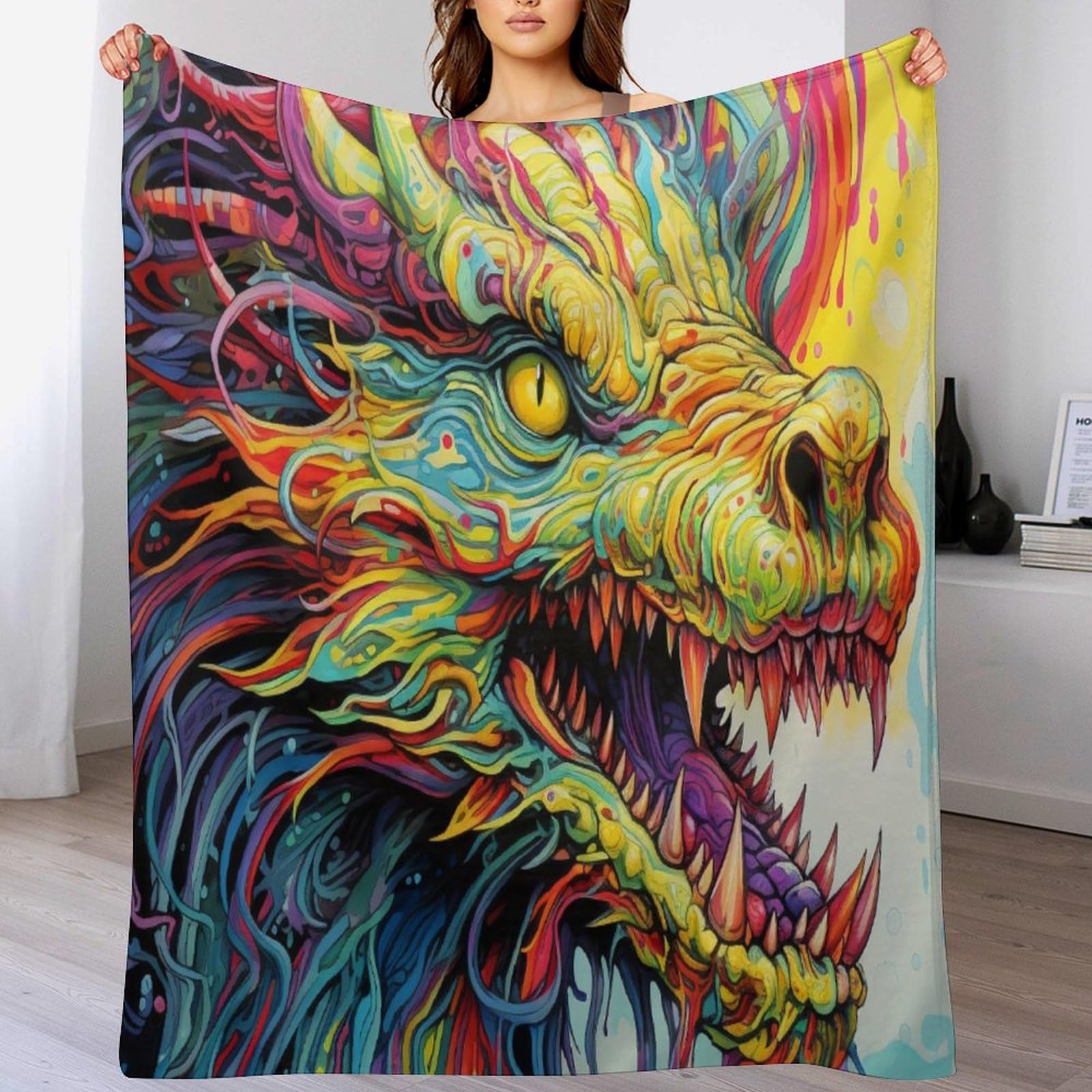 Couverture dragon en flannel douce pour ne plus avoir froid au lit ou sofa