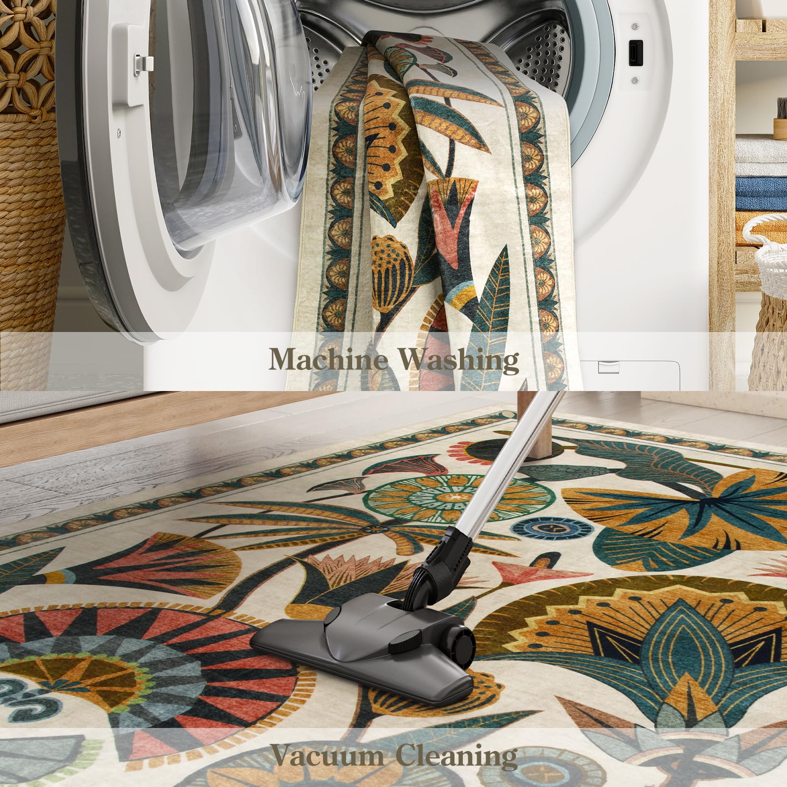 Zealude Beige Teppiche für Wohnzimmer, weicher Waschballe, Schlafzimmer, rutschfest, niedriger Flor, Esszimmerteppich, schmutzabweisend, großer Teppich für Spielzimmer, Büro, Küche, Innenbereich