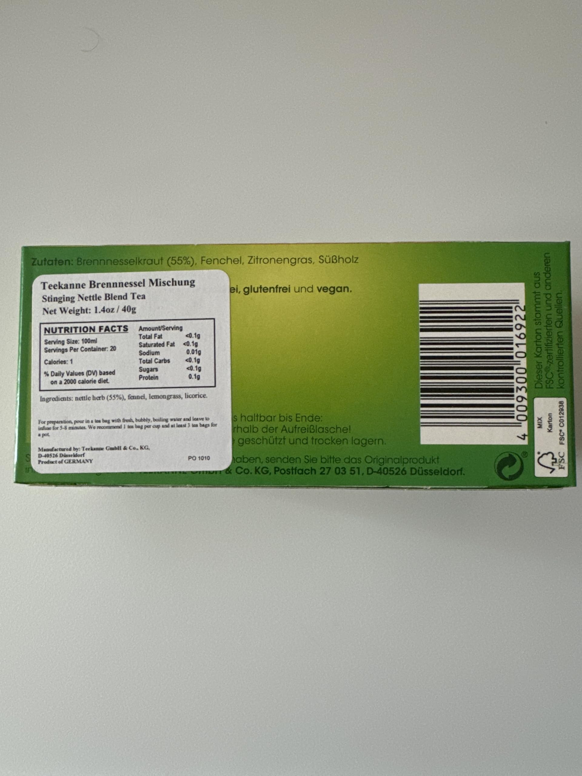 bere101301  Amazon.com : TEEKANNE Brennessel (stinging nettle) 2x 20 tea bags