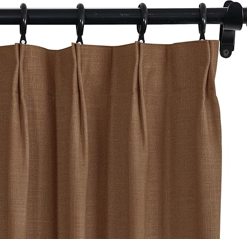 Miniatura 11 de Fcosie Cortinas plisadas de lino 100 % opacas para puerta corrediza de patio, cortina con aislamiento térmico para barra transversal y riel, 1 Azul