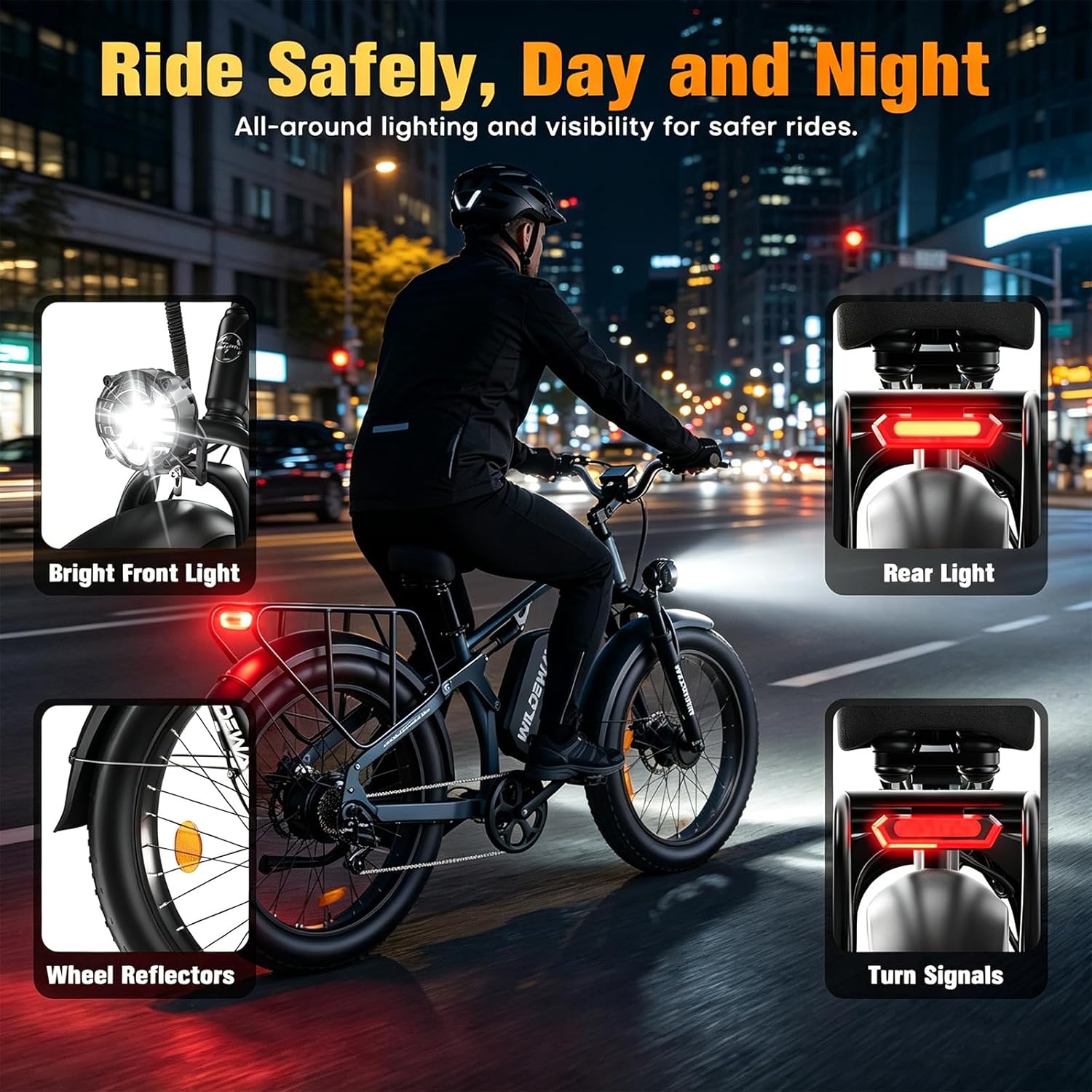 Wildeway 26‘’ Fat Tire Dual Motor Electric Bike for Adults, 32MPH 3000W Ebike, 52V 25Ah Battery, 80 Miles Range, Full Suspension All Terrain Off-Road eBike, Hydraulic Disc Brakes, Snow Sand Mountain
