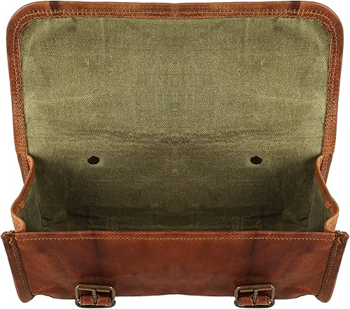 Miniatura 3 de Bolsa de cuero para manubrio de motocicleta, bolsa de herramientas para bicicleta, bolsa de cuero pulido para accesorios de viaje (color marrón