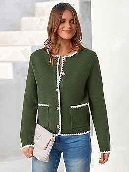 MASCOMODA Open Front Cropped Cardigan Sweaters for Women Fall