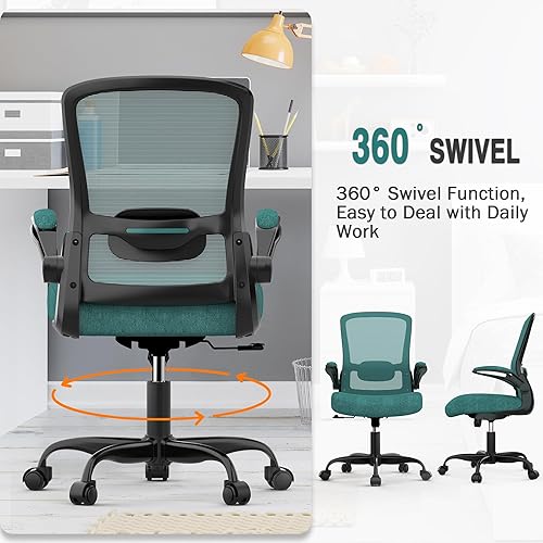 Miniatura 4 de BIFMA - Silla de oficina ergonómica con soporte lumbar ajustable, silla de computadora de malla de respaldo alto con reposabrazos abatibles, sillas