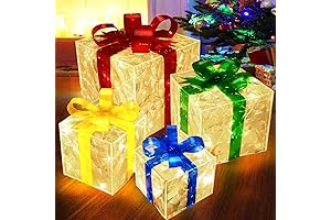 4 Pack Christmas 70 LED Lighted Gift Boxes
