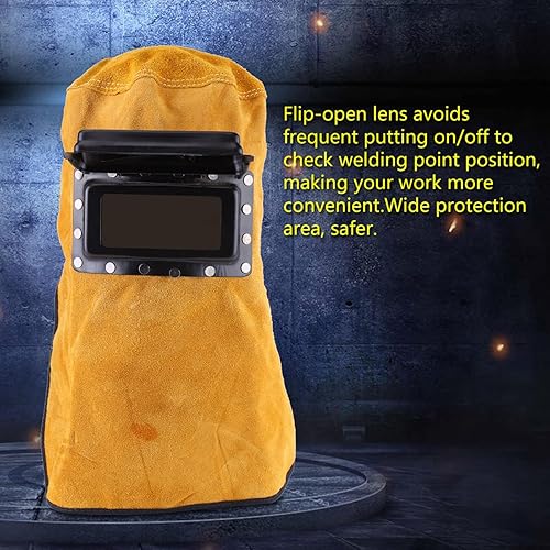 Miniatura 4 de Casco de soldadura, máscara de soldadura transpirable con lente, máscara de cuero de vaca para casco de capucha de soldadura TIG MIG ARC